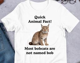 Fun Animal Fact Bobcat, Funny Meme Shirt, Ironic Shirt, Cat Lover Gift, Oddly Specific, Unhinged Shirt, Cursed, Cringe, Gag Gift M