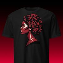 Afrocentric Woman Tee Style, Geometric Abstract Portrait Mosaic, Heavy Weight Comfort Fit, Empowering Unisex Gift for Her Black History M