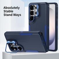 case for Samsung S26 S25 S24 S23 plus ultra Metal lens holder 2-in-1 protective cover Shock Proof Anti-Fingerprint With Holder Galaxy S26 mėlyna