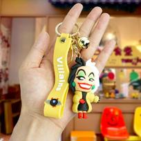 Whimsical Cartoon Villain Evil Witch Keychain Cool Rubber Car Hanger Cruella