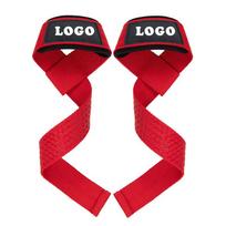 Customized Heavy Duty Wrist Lifting Straps Neoprene Padding Closure Cotton Gym/Powerlifting Custom Logo Color Options raudona