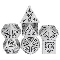 Cusdie Retro DND Dices with Shield Sword Dungeons and Dragons D4-D20 Polyhedral Dice Set for Role Playing Board Games TRPG sidabras