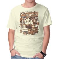 Unisex Crew Neck T-Shirt Explore The World Graphic Short Sleeve Casual Tee M