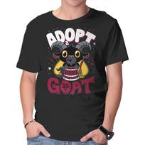 Unisex Crew Neck T-Shirt Adopt A Goat Graphic Short Sleeve Casual Tee L