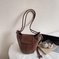 Durable Large Capacity Shoulder Bag Lightweight Crossbody Bag Retro PU Bucket Bag  Shopping ruda