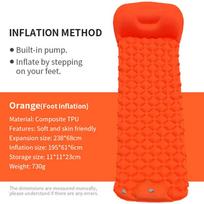 Custom Ultralight TPU Inflatable Air Mattress Sleeping Pad Outdoor Camping Mat with Pillow Attached 195*61*60cm