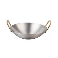 Stainless Steel Wok Fry Pan Double Handle Multipurpose Stewpot Skillets Saute Pan for Vegetables Deep Frying Steaming