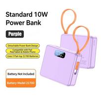 22.5W Fast Charge Power Bank Case 2x21700 Solderless DIY Battery Box USB Type C QC3.0 Shell Charging Cable white