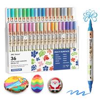 DIY Premium Set 36 Dual-Tip Acrylic Brush Pens (72 Colors) for Home Decor, Tote Bags, Glass Jar Crafts oranžinė