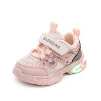 Summer Kids' Light-Up Breathable Mesh Velcro Sports Shoes 30