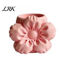 Dressing Table Pen Holder 3D Printed Silk Flower Holder, Cute Puff Desk Fluffy Petal Container Organizer, Makeup Brush Storage, Vase Decorative rožinė