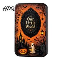 Retro Distressed Tin Box DIY Mini Photo Frames Silhouette Box Halloween Miniature oranžinė