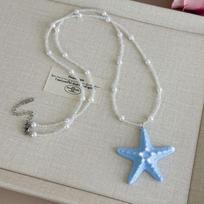 Coastal Style Pendant Adjustable Starfish Necklace Fashionable Beach Necklace  Beach Vacation mėlyna