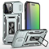 For iPhone 15 14 13 12 11 Pro XS Max Mini XR X 7 8 Plus Phone Case with Metal Ring Kickstand Holder Rugged Cover iPhone 13 pilka