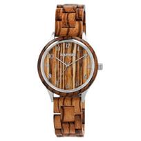 Montre bracelet - RAPTOR - Cedric - Bois zébrano - Cadran marron 39 mm - Quartz ruda