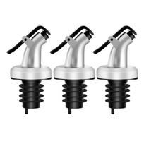 3PCS Silver Plastic Oil Bottle Plug Spray Paint Soy Sauce Vinegar Pour Nozzle for Kitchen And Home