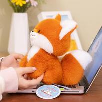 Cute Orange Fox Plush Toy Soft Cuddly Fox Pillow Lying Down & Sitting Pose Fox Plushies Kawaii Animal Cushion Birthday Gift
