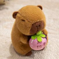 Lovely Capybara Fruit Party Series Plush Toy Capybara Lucky Fruit Plush Doll Tomato,Eggplant,Mango Decor Kid Birthday Gift 21cm baklažanų spalva