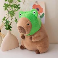 30/40cm Cute Capybara Plush Toy Kawaii Fluffy Capybara Wearing Frog Hat Orange Hat Stuffed Animals Kids Gift Home Decoration 30cm žalia
