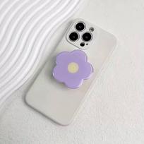 Ins Drip Glue Elegant Flower Air Cushion Mobile Phone Stand with Scalable Lazy Bracket For iPhone 17 Samsung Xiaomi phone Mount violetinė