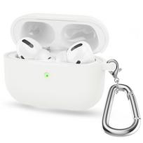 Silicone Earphone Case Shockproof Bluetooth Earphone Wireless Protective Case Accessories With Hook For Apple Airpods Pro 1 Case balta