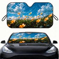 Natural scenery and flowers Sun Visor Reusable Aluminum Foil Windshield UV Protection Heat Insulation Cover Sun Visor Sunshade