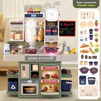 Children's Pretend Kitchen Toy Set, Kitchen Food Cooking Dining Table Playhouses with Lights, Sound Effect Spray, Best Gifts žalia