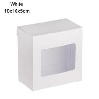 Vaikų dovanų gimtadienio šventės reikmenys Tortų paketas Saldainių pakavimo maišelis Popierinis dovanų dėžutė Skaidrus PVC langas 8x8x4cm ruda