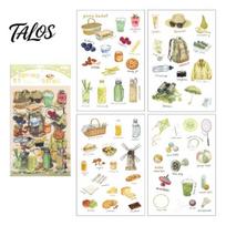 Easy Peel-off Stickers 4 Sheets Scrapbook Stickers, Camping/Baking/Vacation Theme Planner for Scrapbooking Supplies Waterproof Journal DIY Decoration, J
