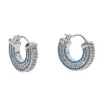 Fashion Promotion Rectangle Cubic Zirconia Turquoise Stone Luxury European Women Geometric Cz Hoop Earring