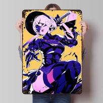 B Cyberpunk Anime Art Poster Customized Wall Art Vintage Metal Signs Retro Tin Plaque for Man Cave Home Decor Accessories House 20x30cm（7.8x11.8inch）