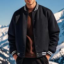 Men's Low Cut Striped Round Neck Casual Sports Jacket L juoda