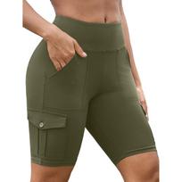Summer Shorts For Women Casual High Waist Wide Leg Shorts L armijos žalia spalva