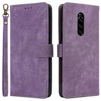 For Sony Xperia 1 RFID Blocking Leather Case with Strap Phone Wallet Cover juoda