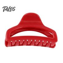 Polished Edge Hair Clip Back Head Claw, Hollow Design Shark with Anti-slip Transparent Teeth, Lightweight Acrylic Shower Claw for Long Thick raudona