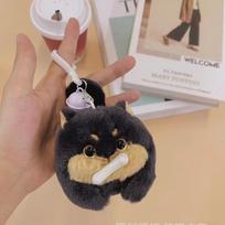 Adorable Plush Dog Keychain, Black Shiba Inu Toy Keyring One Size juoda