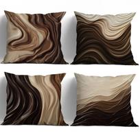 4Pc Blue And Gold Abstract Art Pillowcasebedroom Living Room Sofa Home Decor Polyester Cushion Cover With Zipper Peach skin 18*18(CM)-1Pcs