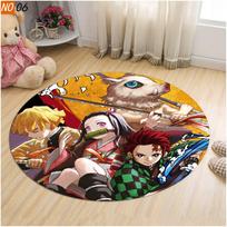 Japanese Cartoon Anime Demon Slayer Round Carpet Rug Non-Slip Gaming Mat Floor Mat Carpets Rug for Bedroom Livingroom Home Decor Diameter 60cm