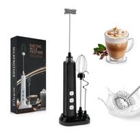 3-in-1 electric milk frother, 3-speeds power adjustablehandheld portable electric mixer, placed base Type-C charging juoda