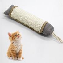 Cat Scratching Post & Toy –  Sisal Scratch Pole For Indoor Cats One Size balta