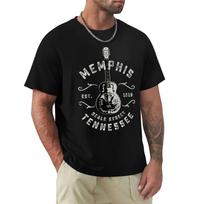 Memfis Beale Street JAV Vintažiniai Marškinėliai Moterims Vyriški Marškinėliai Medvilniniai Vasariniai Marškinėliai Trumpomis Rankovėmis Grafiniai Marškinėliai Viršūnės#Spalva S juoda
