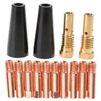 14AK Flux Cores Gasless Nozzle Tip Kit MIG Welding Contact Tip 0.8mm 0.030'' 6/10/12mm Tip Holder Diffuser Welding Torch