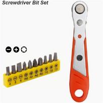 Portable Mini Ratchet Wrench Screwdriver 1/4 Hex Adjustable Magnetic Adsorption Socket Handle Repair Hand Tools (110 x 30 x 11mm/4.33 x 1.18 x 0.43 ) Mini wrench + bit#1