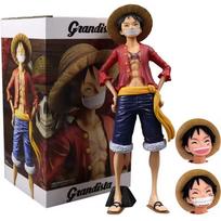 28cm One Piece Anime Figure Confident Smiley Luffy Three Form Face Changing Doll Action Figurine Model Toy Kits Christmas gifts