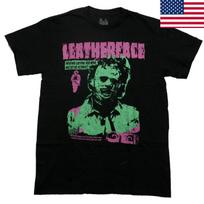 Texas Chainsaw Massacre New Adult  - Green Image of Leatherface Pink Logo Unisex T-Shirt M