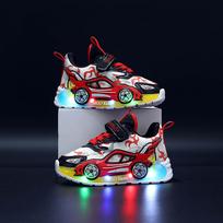 Fashion Cartoon Lovely Baby Boys Shoes Casual Glowing LED Light Up Colorful Lighted Kids Shoes Cute Children Sneakers Tennis 12-18 Months raudona
