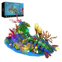 JMBricklayer Mechanic Mantis Shrimp Building Blocks Set with LED Lights, Marine Life 70013, Sea Animal Model with Jellyfish, Crab, and Coral Reef,