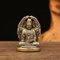 Antikvarinis žalvarinis mažos Budos statulos kišenė Guanyin miniatiūrinės figūrėlės Namų biuro stalas Dekoratyvinės ornamentinės statulos dovanos varis