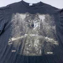 vintage 90s WOLF LAKE REFLECTION T-Shirt LARGE soft nature animal S