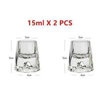 2 Pcs 15ml 24K Gold Foil Shot Glasses Bulk Crystal Wine Tasting Cup Diamond Mountain Luxury Vodka Liquor Tumbler Bullet Glass 15ml